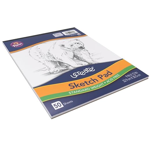 UCreate Sketch Pad, Standard Weight, 9" x 12", 50 Sheets | Supports classroom learning, crafts and creative activities