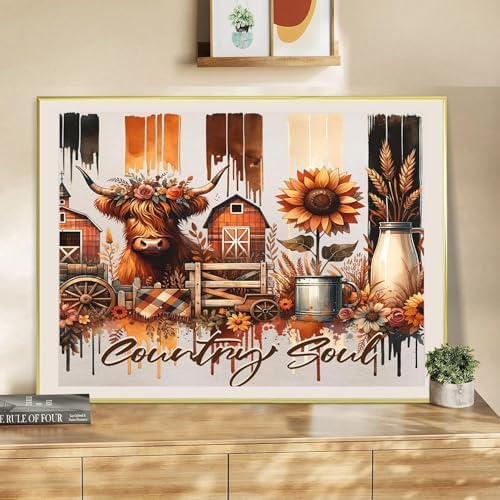Xylogist Highland Cow Diamond Art Kits for Adults, 5D Diamond Painting