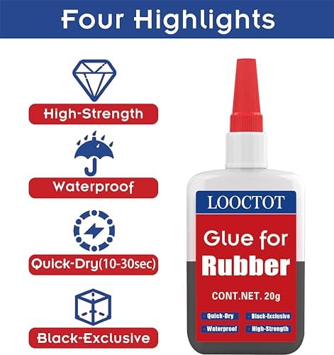 Black Rubber Glue,Super Instant Glue for Rubbers,Tire,Tube,Edge,etc 20g