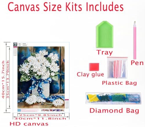 Daisy Pearl Painting Kits for Adults Beginner,Diamond Painting Kits 12x16In