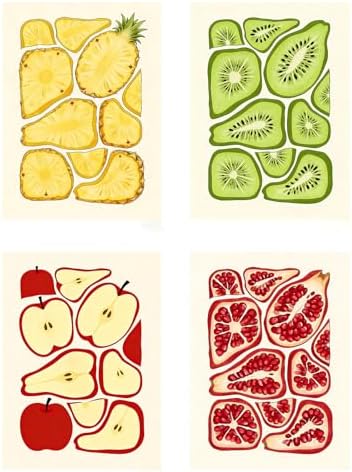 DOTSOPS 4Pcs Fruit Slices Diamond Painting Kits for Adults Round Full Drill