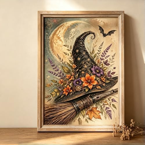 Halloween Diamond Painting Kit for Adults, Witch Hat Diamond Art Kit