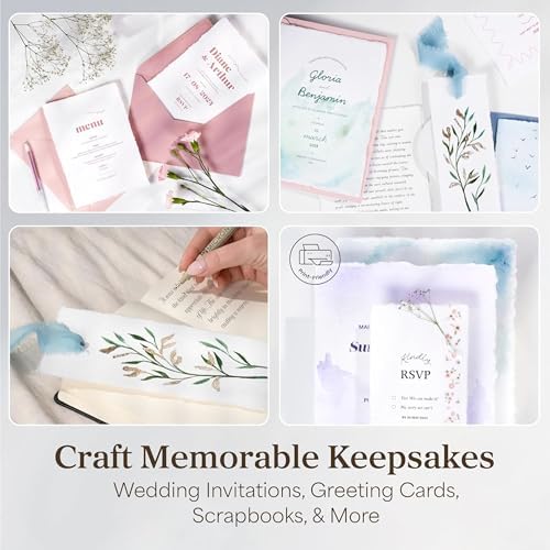 Wanderings Handmade White Deckle Edge Blank Paper - 10" x 12" - Recycled - Pack of 25 - Watercolor/Mixed Media Paper - Artwork Posters Signs Menus Invitations - Extra 300 GSM - Large