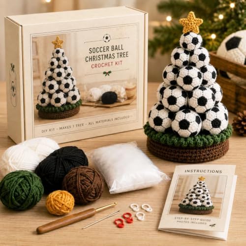 Crochet Kit Sports Ball Christmas Tree (Soccer)