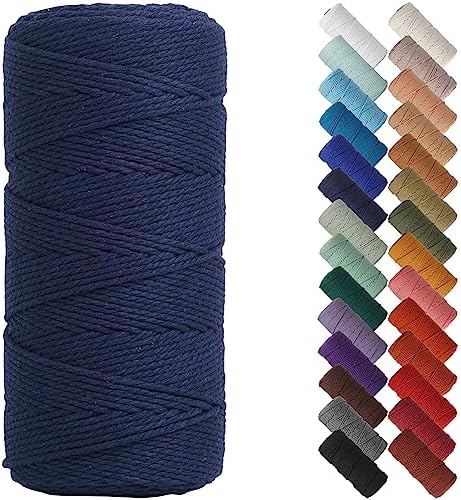 NOANTA Blue Macrame Cord 2mm x 220yards, Colored Cotton Rope Macrame Yarn