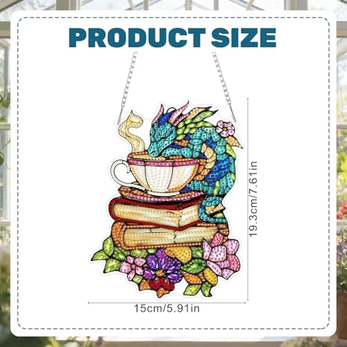 CRZMODE Dragon Diamond Art Hanging Kit for Adults, Dragon Pendant Diamonds Painting Art Kit, Special Crystal Diamond Art Painting Pendant Ornament, Craft Gift for Women Home Window Decor