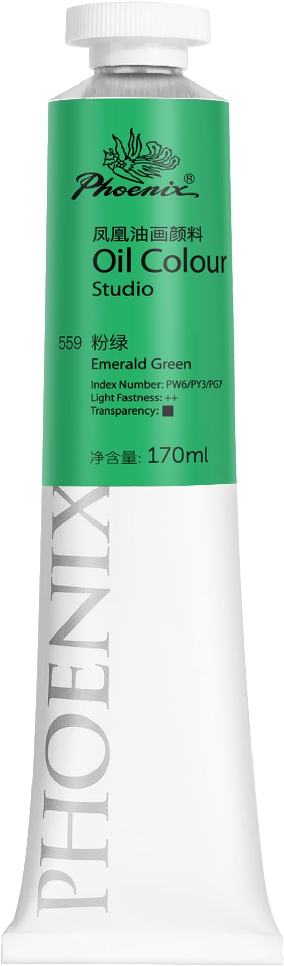 PHOENIX Emerald Green Oil Paint - Studio Oil Paint Single Large Tube - 170ml / 5.75 Fl oz. Emerald Green 559