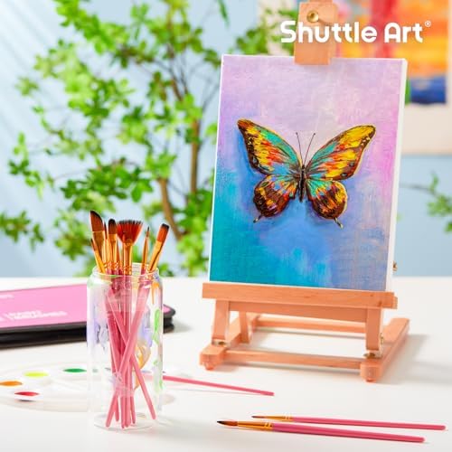 Shuttle Art 12 PCS Paint Brush Set with Case, Assorted Shapes & Sizes for Acrylic, Watercolor, Oil, and Gouache, Perfect Artist Brushes for Kids, Beginners, and Professionals, Ideal for Home or Travel