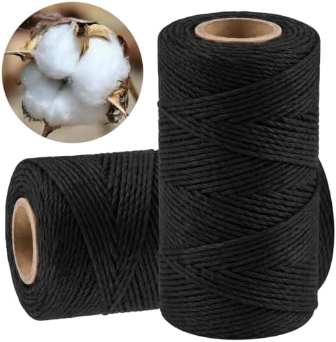 Vaincre 2PCS 328Ft 2MM Natural Cotton Twine String, Black