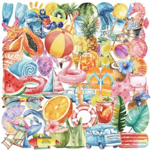 50 PCS Watercolor Fruit Stickers for Teens Adults, Cute Coquette Vinyl Decals for Scrapbooking Journal,Laptop, DIY, Laptop, Skateboard,Luggage Water Bottle Travel Case Decal Gift