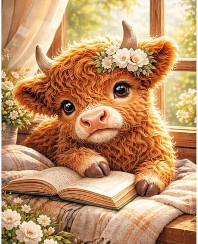 Highland Cow Paint by Numbers Kit for Adults, Oil Painting Canvas 16x20inch
