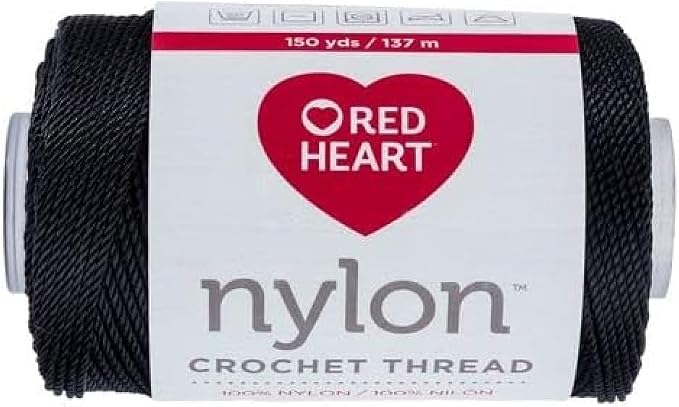 Red Heart Nylon Crochet Thread Size 18, Black, Single