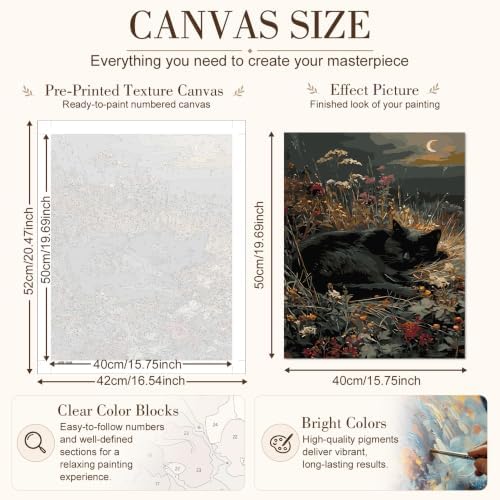 TELMOXA Cat Paint by Numbers Kit for Adults, 16x16 in