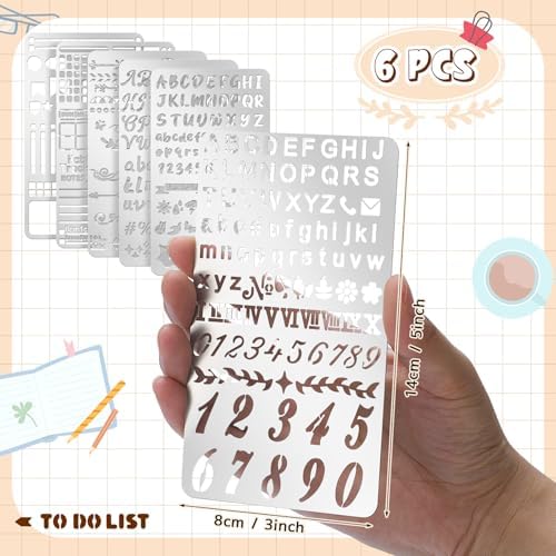 Lewtemi 6 Pcs Journal Stencils, Planner Stencils for Journaling Notebook