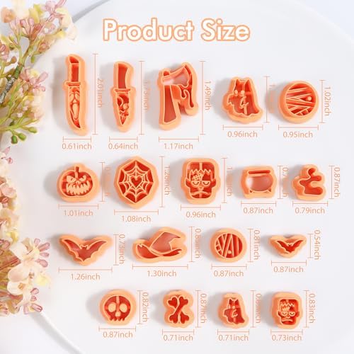 Puocaon Halloween Polymer Clay Cutters - 18 Pcs Horror Ghost Bat Halloween Clay Cutters for Polymer Earrings Jewelry Making Thriller Movie Design