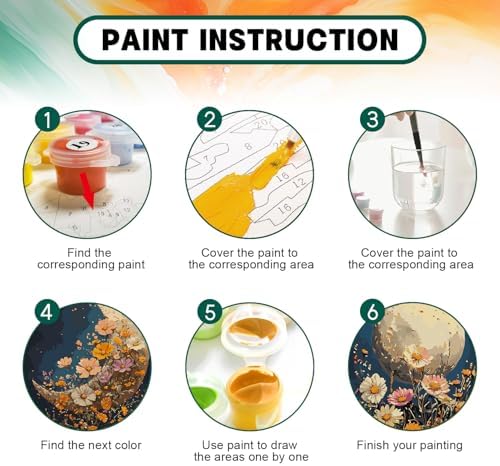 Possoco 2 Pack Paint by Numbers Kit for Adults Beginner, Moon Flowers Adult Paint by Number Kits on Canvas, DIY Acrylic Number Painting for Adults for Home Decor Gift 16x20 Inch