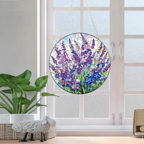 Tabszca Violet Garden Hanging Diamond Art Kit for Adult, Pendant Suncatcher