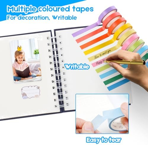 Scrapbook Self Adhesive Photo Album 25 Pages Hard Cover DIY Photo Album for Instant Camera Print Paper with DIY Accessories (Mint)