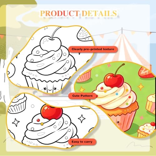 12 Packs Food-Themed Pre Drawn Canvas to Paint, Pre Printed Canvas for Painting, Pre Stretched Canvas Outline Painting Boards for Beginners, Students, Party Favors（4 * 4inch）
