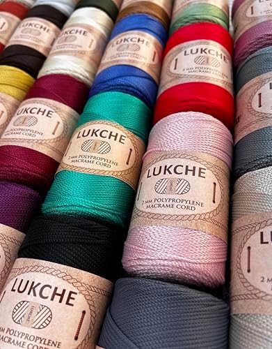 Polyester Macrame Cord 2mm x 251 Yards, 100% Polypropylene Premium Macrame Rope, Colorful Yarn Crochet Macrame Bag Craft for Wall Hangers, Bags, Bottom Plates, Carpets (Pink) 1, 2MM-MCRM