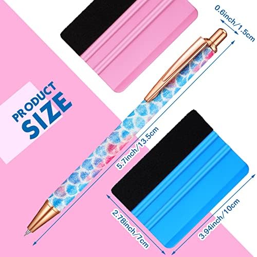 Spakon 4 Pcs Weeding Tools for Vinyl, 2 Pcs Air Release Pen Glitter Craft Weeding Point Retractable Pin Pen with 2 Pcs Felt Squeegees Scraper for Crafting Weeding Essential Adhesive Vinyl