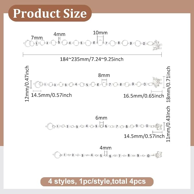 BENECREAT 4 Pcs 4 Style Row Counter Chains Set, Alloy Sheep Charm Chain Row Counter Knitting Row Counter Chains for Knitting and Crochet Crochet Stitch Markers