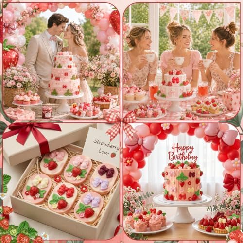 Strawberry Silicone Mold 4Pcs 3D Strawberry Fondant Mold