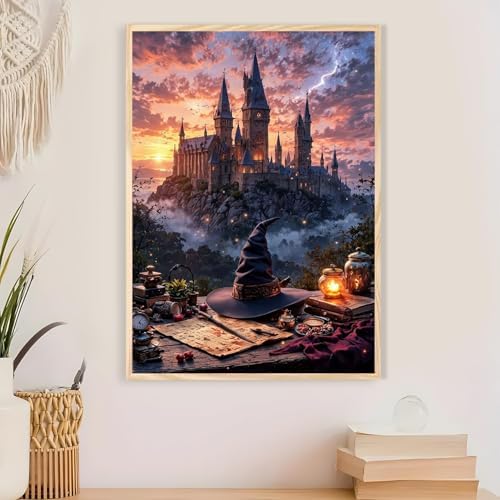 Magic Castle Paint by Numbers Kit for Adults Framed Canvas, Frameworkless