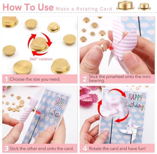 40 Pcs Mini Metal Rotating Bearings for DIY Handmade Crafts Paper Cards Scrapbooking, 360°Rotation Smooth Spin Mechanism Spinner for Jewelry Making Nail Decor Crafts Project Tools (8x10x3mm&5x7x2.5mm)