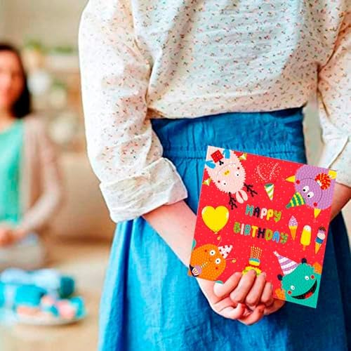 Diamond Art Painting Happy Birthday Cards, 8 Packs 5D Diamond Greeting Cards Kits for Adults DIY Diamond Art Birthday Cards with Envelopes Birthday Gifts for Families, Friends, Partners