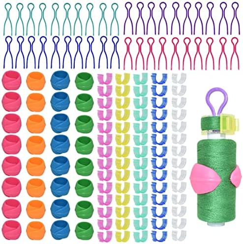 142 Pcs Bobbin Thread Organizing Clips, 70 Bobbin Holder Clips Color Thread Clips Holder, 32 Silicone Holder Bobbin Holders, 40 Bobbin Thread Holders for Quilting Sewing Machine Spool Organizing