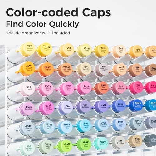 Ohuhu Alcohol Markers Brush& Fine 48 Mid-tone Colors for Adults Coloring