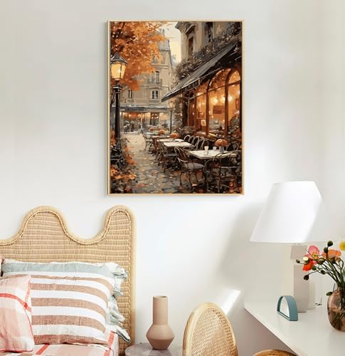 Paint by Numbers Kit for Adults, Street Cafe Acrylic Canvas Painting Set