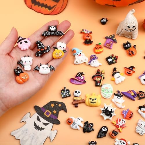 60Pcs Halloween Resin Charms Flatback Spooky Slime for DIY Crafts