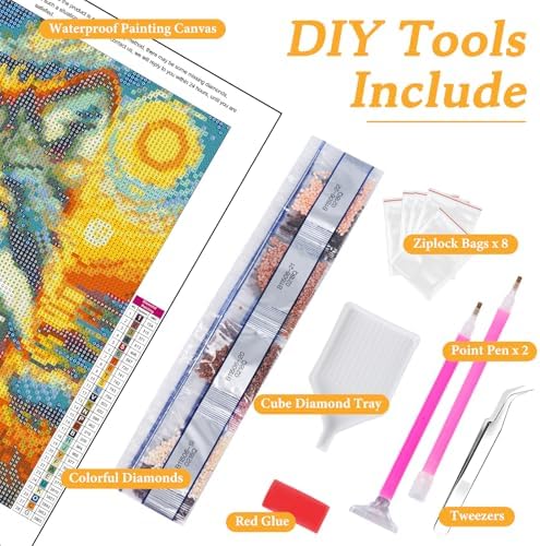 Okarina Diamond Art Kits for Adults & Beginners, Wolf Diamond Painting Kit