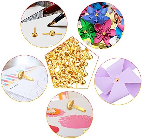 Hotop 500 Pcs Brad for Paper Crafts Metal Paper Fasteners,Golden