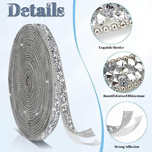 5 Yards Self Adhesive Rhinestone Ribbons, Silver Rhinestone Strips
