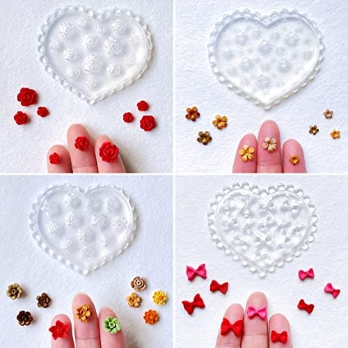 KEOKER Flower Polymer Clay Molds - 12 Pcs Rose and Leaves Molds for Polymer Clay Jewelry Making, Daisy Miniature Clay Molds