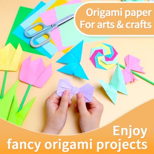 Praisebank White Origami Paper, 220pcs 6x6inch, Double Sided Color, Origami Paper Kit for Crafts, Origami Kit.