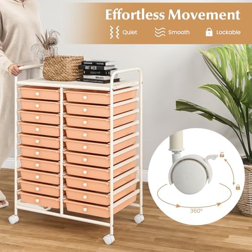 COSTWAY 20-Drawer Rolling Storage Cart, Utility Storage Organizer Cart