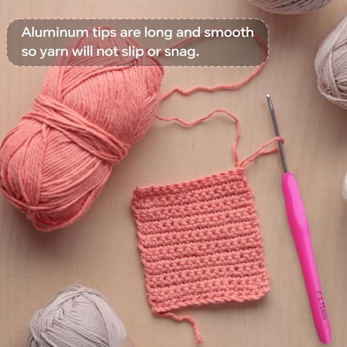 3.75mm Crochet Hook, Ergonomic Crochet Hooks with Soft Rubber Handle and Smooth Glide Head - Lightweight Aluminum Needles for Beginners, Arthritis, Yarn Projects, Long Crafting Sessions (3.75 mm)