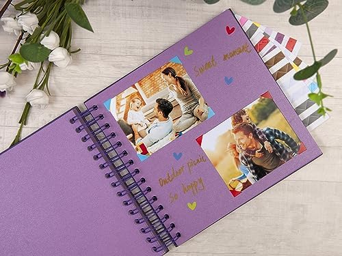potricher 8 x 8 Inch DIY Scrapbook Album 80 Pages with Kraft Paper, Purple | Thick Kraft Paper Scrap Book Photo Albums, Memory Book for Wedding, Anniversary, Baby, Family, Travel, DIY Projects