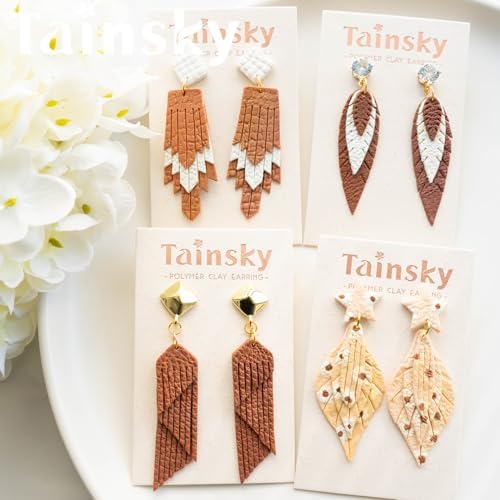 TAINSKY Leather Polymer Clay Cutters, Boho Clay Cutters, Multiple Clay Cutters for Polymer Clay Jewelry, 20 Pcs Tip Polymer Clay Cutters for Earrings