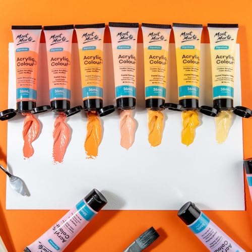 Mont Marte Acrylic Colour Pastel Paint Set Signature 24pc x 36ml (1.2 US fl.oz), Creamy Pastel Acrylic Paint Set, Good Coverage, Semi-Matte Finish, Ideal For Most Art and Craft Surfaces.