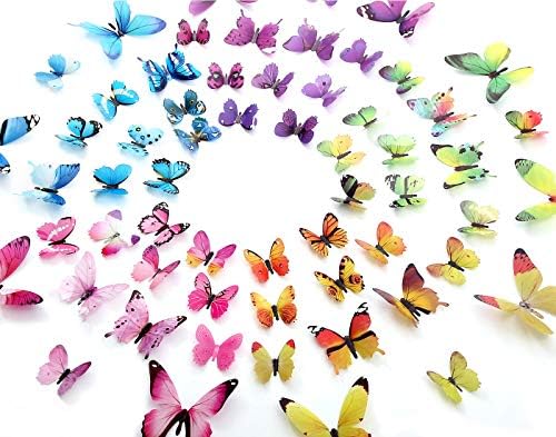 Butterfly Wall Stickers - 60 pcs 3D Butterflies Removable Mural Wall Stickers for Home Room Bedroom Decorations