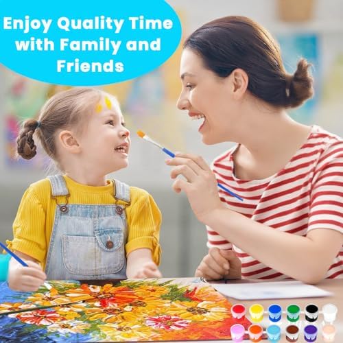 50 Pack Mini Acrylic Paint Set, 12 Colors Washable Acrylic Paint Strips with 100Pcs Painting Brushes for Kids&Adults Paint, 700PCS Kids Painting Kit for Birthday Party Favor, Classroom, Art Gift