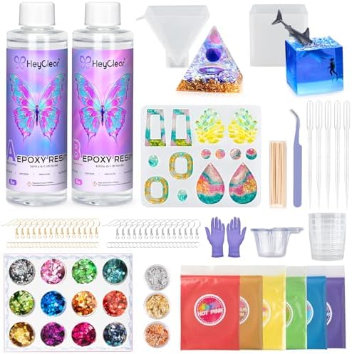 HeyClear 16oz Epoxy Resin Kit with Molds Clear for Beginners DIY Crafts