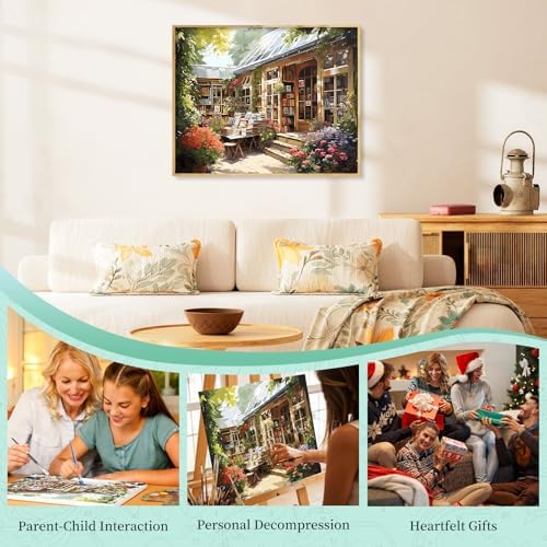 Paint by Numbers Kit for Adults, Bookstore DIY Painting Kit, 16x20 Inch