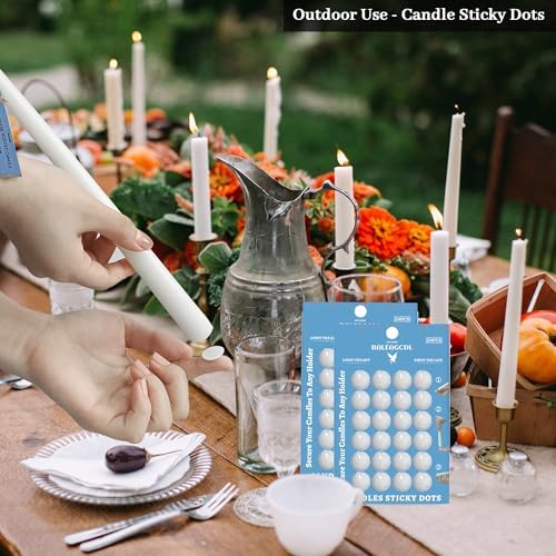 Taper Candle Sticky Dots - White Wax Candle Adhesive Dots for Secure Candle Placement - Easy Clean and Traceless Adhesive for DIY Projects - Pack of 48