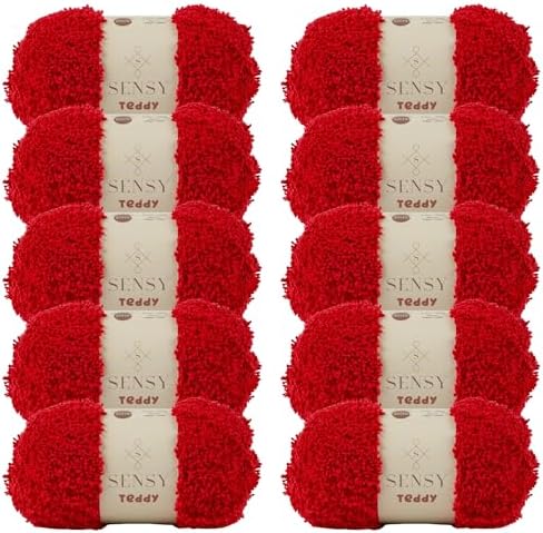 S Sensy Teddy - Micro Polyester Amigurumi Yarn 10 Skeins Red 109 Yards 4 oz